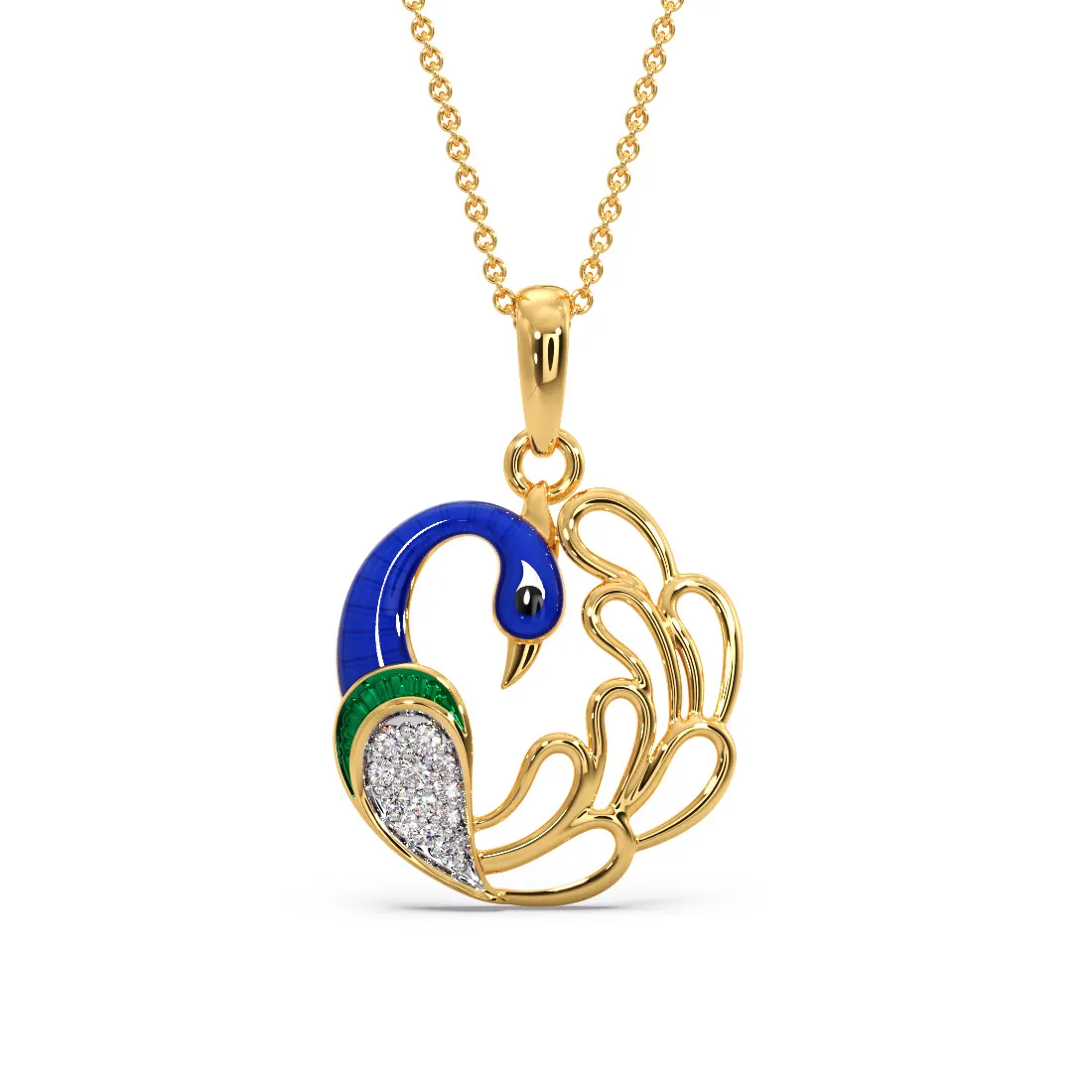Vibrant Prestige Peacock Diamond Pendant
