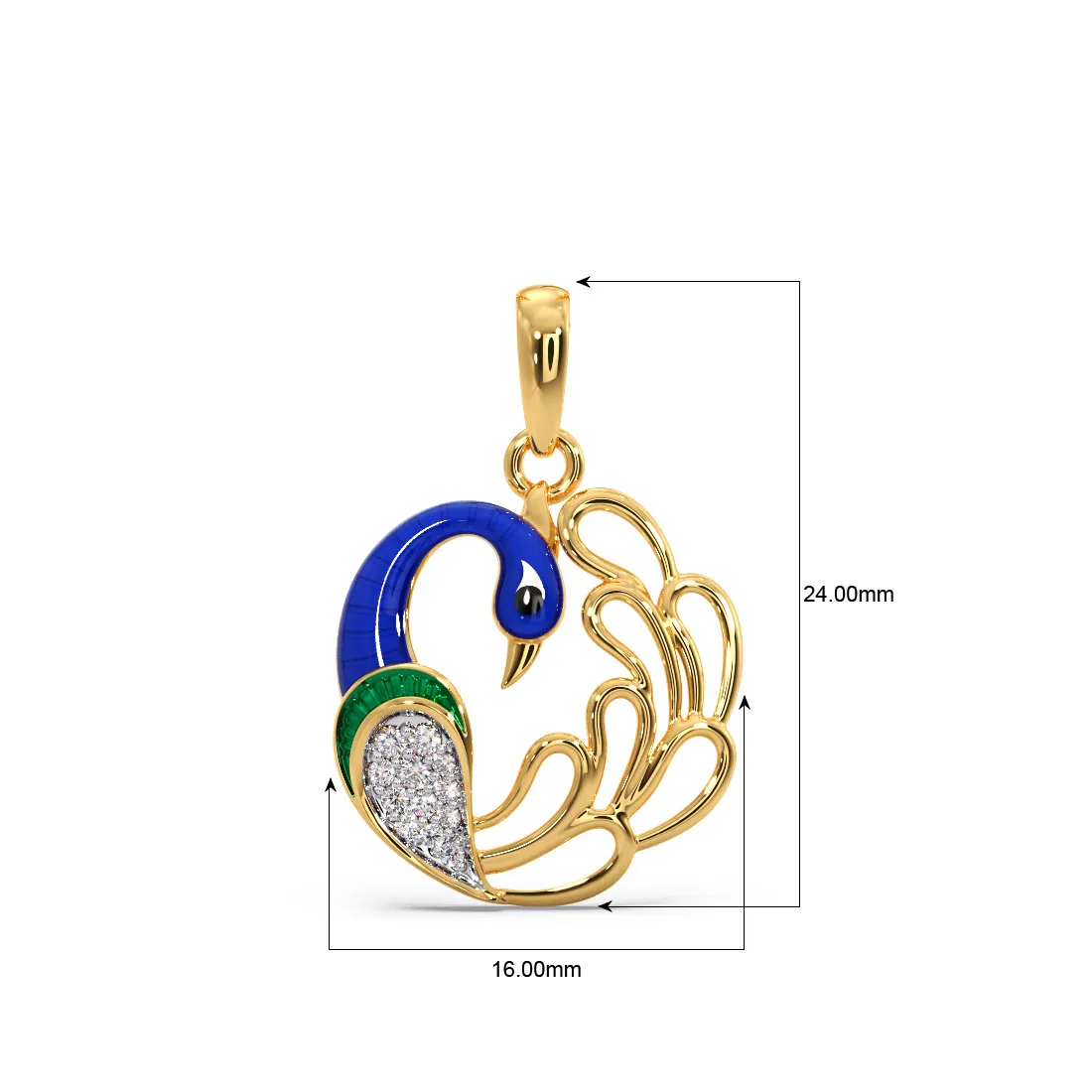 Vibrant Prestige Peacock Diamond Pendant - Image 2